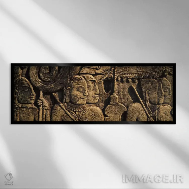 تابلو دکوراتیو Bayon Temple, Angkor, Cambodia,مجسمه ها در یک معبد، معب… اثر پانورامیک ایمجز - نمای قابدار مشکی