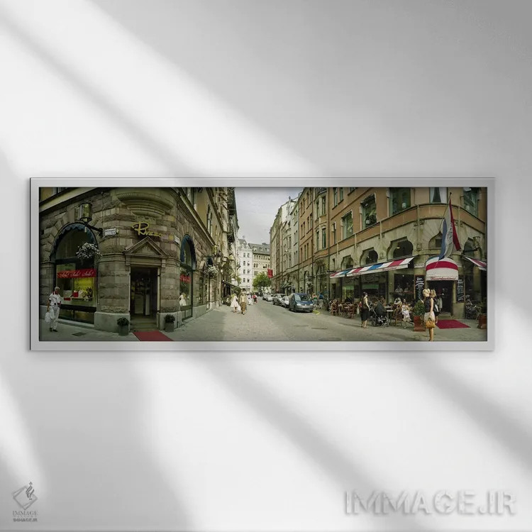 تابلو دکوراتیو Biblioteksgatan and Master Samuelsgatan streets, Stockh… اثر پانورامیک ایمجز - نمای قابدار سفید
