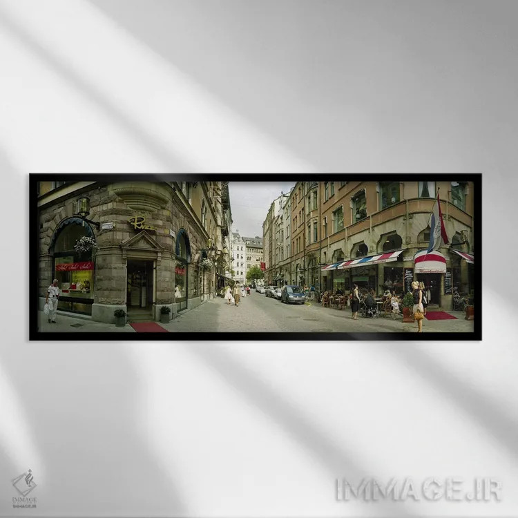 تابلو دکوراتیو Biblioteksgatan and Master Samuelsgatan streets, Stockh… اثر پانورامیک ایمجز - نمای قابدار مشکی