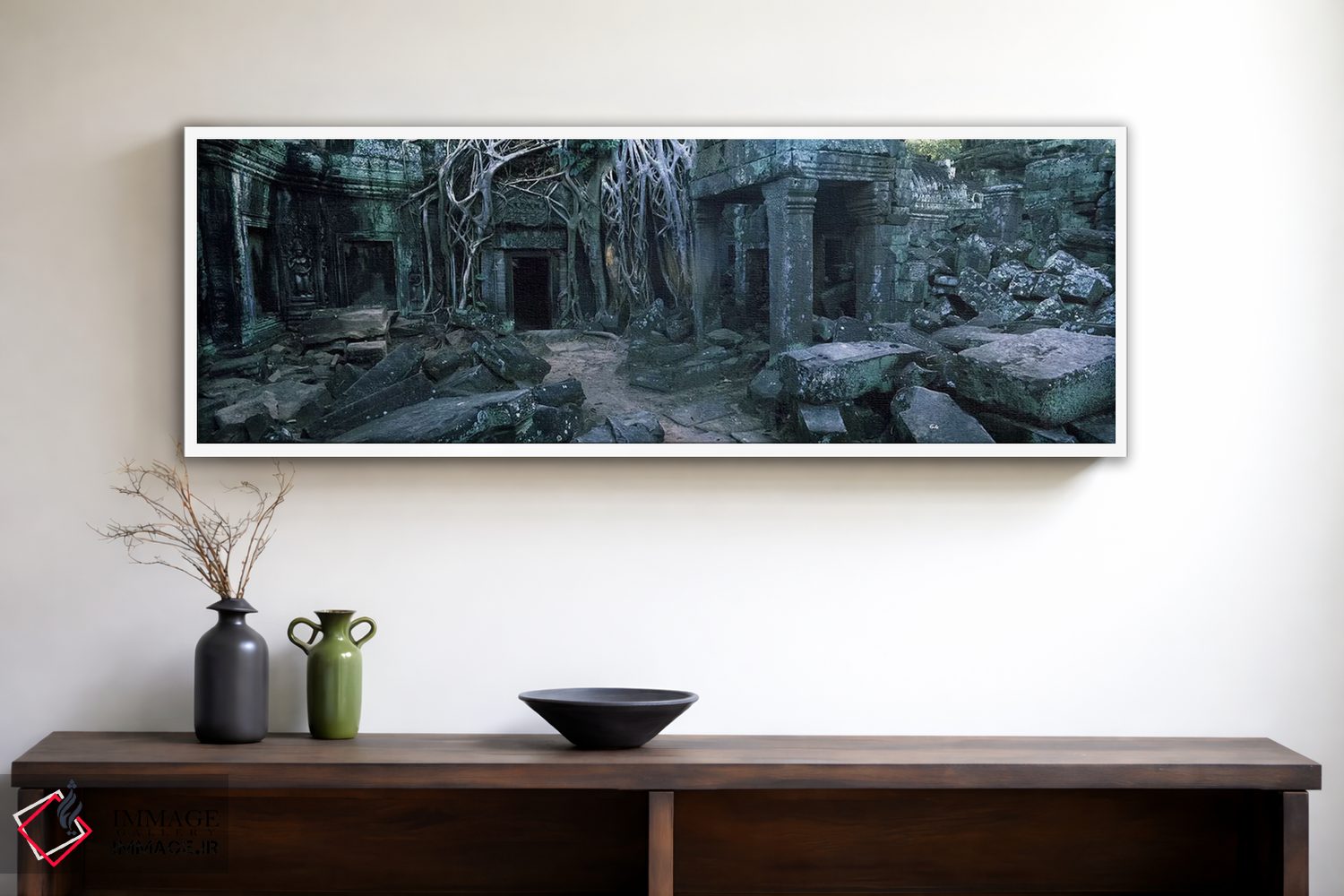 تابلو دکوراتیو Ta Prohm Temple, Angkor, Cambodia,ریشه های درخت روییده… اثر پانورامیک ایمجز - D1W