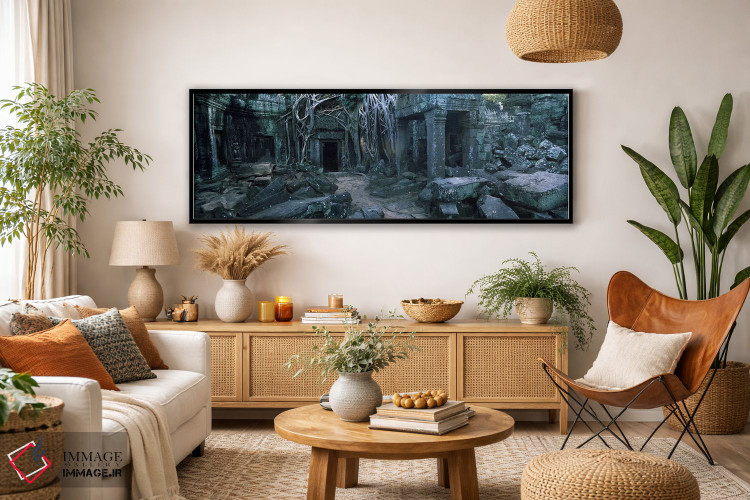 تابلو دکوراتیو Ta Prohm Temple, Angkor, Cambodia,ریشه های درخت روییده… اثر پانورامیک ایمجز - D4B