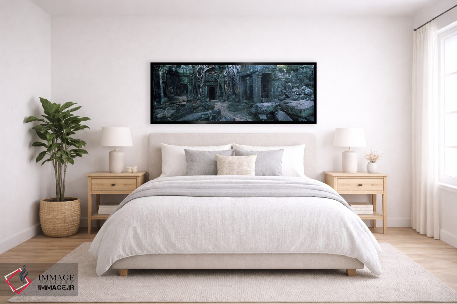 تابلو دکوراتیو Ta Prohm Temple, Angkor, Cambodia,ریشه های درخت روییده… اثر پانورامیک ایمجز - D6B