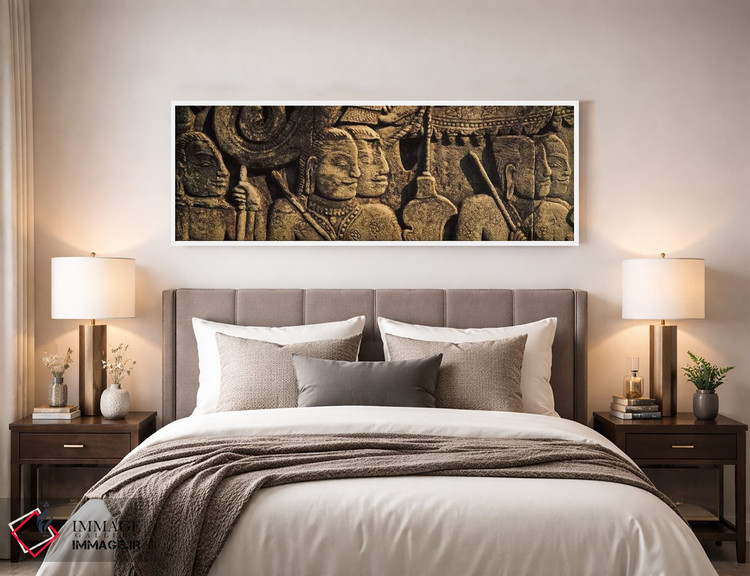 تابلو دکوراتیو Bayon Temple, Angkor, Cambodia,مجسمه ها در یک معبد، معب… اثر پانورامیک ایمجز - D4W