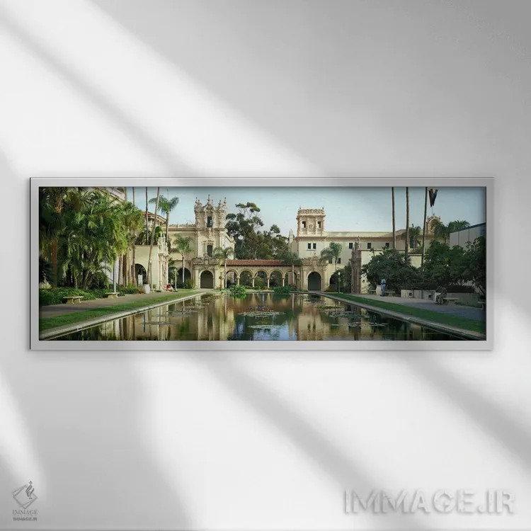 تابلو دکوراتیو Balboa Park, San Diego, California, USA,حوض بازتابی در… اثر پانورامیک ایمجز - نمای قابدار سفید