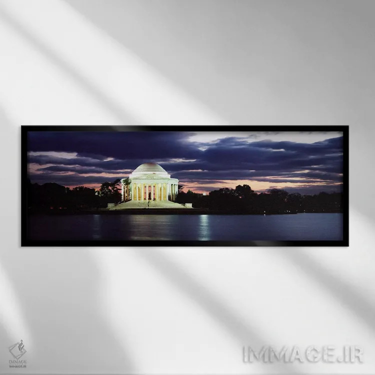 تابلو دکوراتیو Jefferson Memorial, Washington DC, USA,یادبود روشن در ه… اثر پانورامیک ایمجز - نمای قابدار مشکی