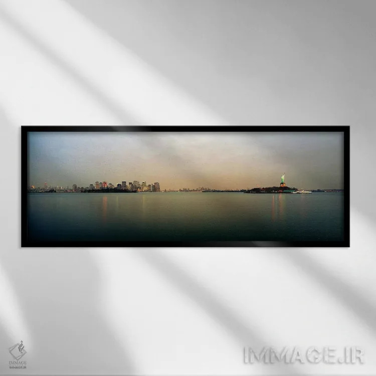 تابلو دکوراتیو New York Harbor, New York City, New York State, USA,رود… اثر پانورامیک ایمجز - نمای قابدار مشکی