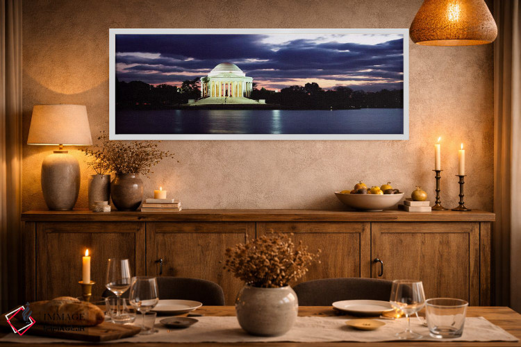 تابلو دکوراتیو Jefferson Memorial, Washington DC, USA,یادبود روشن در ه… اثر پانورامیک ایمجز - D2W
