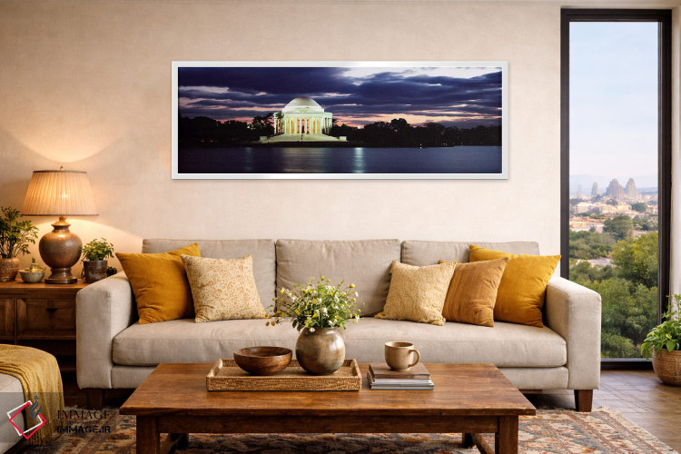 تابلو دکوراتیو Jefferson Memorial, Washington DC, USA,یادبود روشن در ه… اثر پانورامیک ایمجز - D5W
