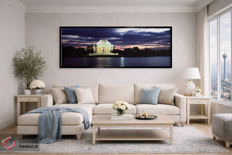 تابلو دکوراتیو Jefferson Memorial, Washington DC, USA,یادبود روشن در ه… اثر پانورامیک ایمجز - D6B