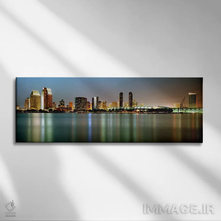 تابلو دکوراتیو San Diego, California, USA,خط افق شهر در شب، سن دیگو، ک… اثر پانورامیک ایمجز - نمای روبهرو روی دیوار