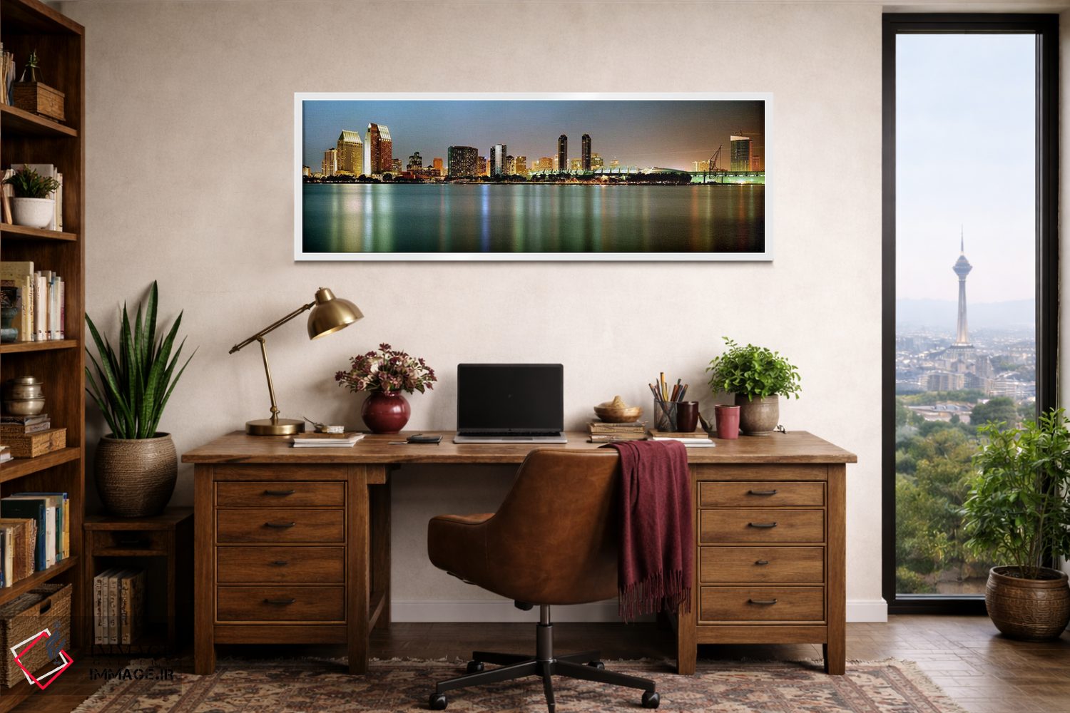 تابلو دکوراتیو San Diego, California, USA,خط افق شهر در شب، سن دیگو، ک… اثر پانورامیک ایمجز - D1W