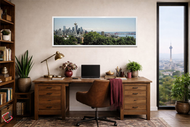 تابلو دکوراتیو Seattle, Washington State, USA,آسمان خراش ها در شهر، بر… اثر پانورامیک ایمجز - D1W