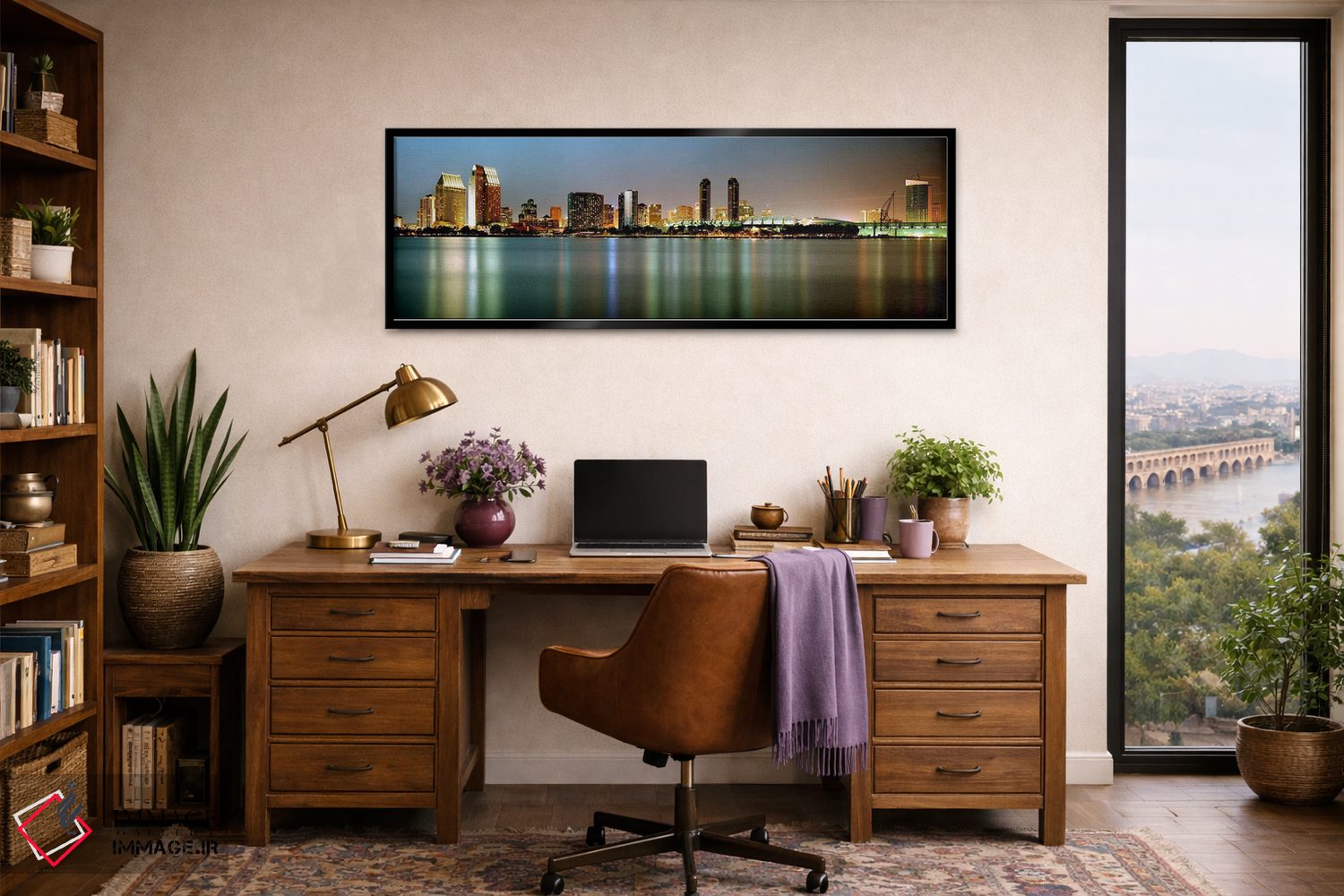 تابلو دکوراتیو San Diego, California, USA,خط افق شهر در شب، سن دیگو، ک… اثر پانورامیک ایمجز - D2B