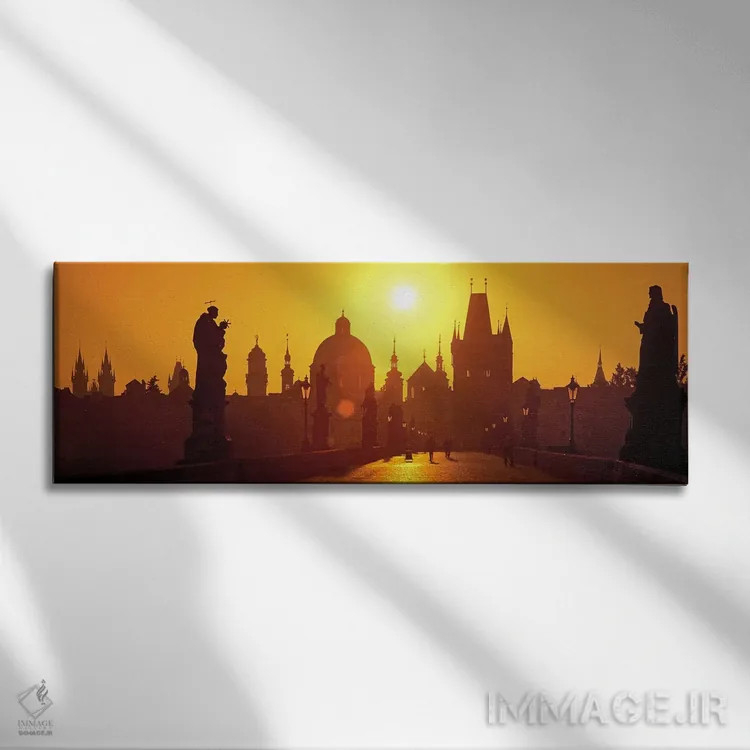 تابلو دکوراتیو Prague, Czech Republic,مجسمه ها در امتداد پل، پل چارلز… اثر پانورامیک ایمجز - نمای روبهرو روی دیوار