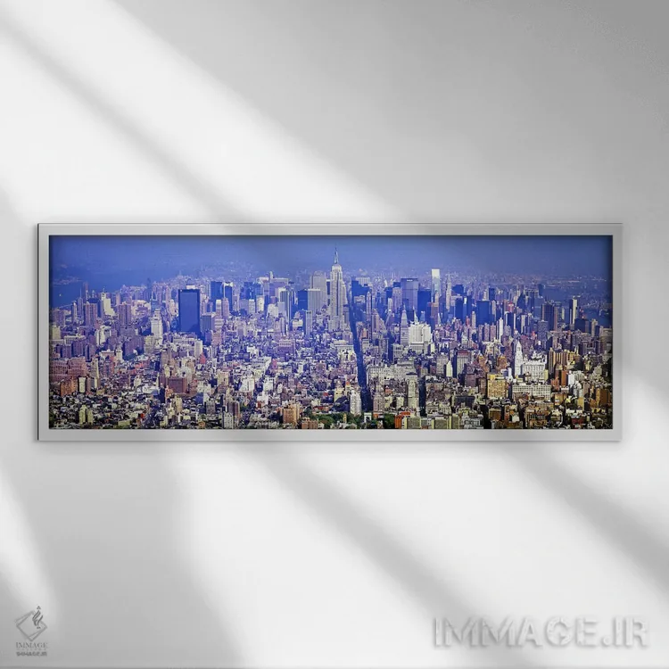 تابلو دکوراتیو New York City, New York State, USA,نمای هوایی از شهر، م… اثر پانورامیک ایمجز - نمای قابدار سفید