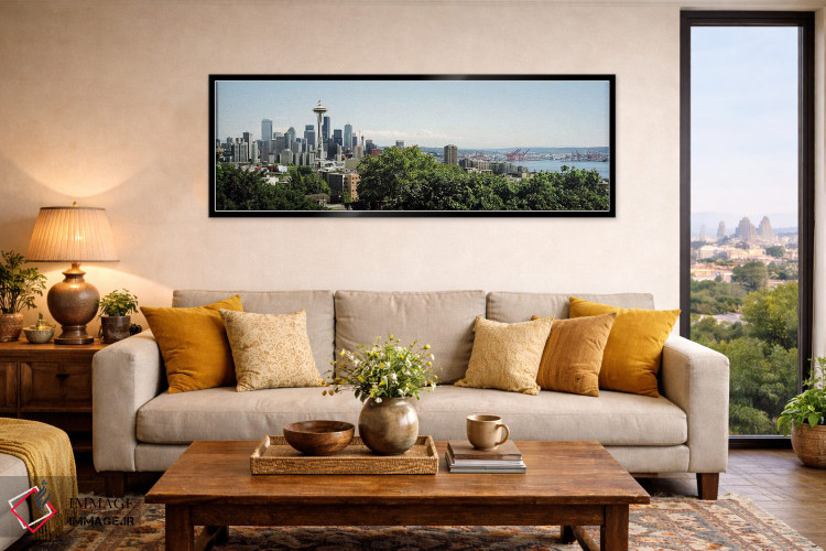 تابلو دکوراتیو Seattle, Washington State, USA,آسمان خراش ها در شهر، بر… اثر پانورامیک ایمجز - D6B