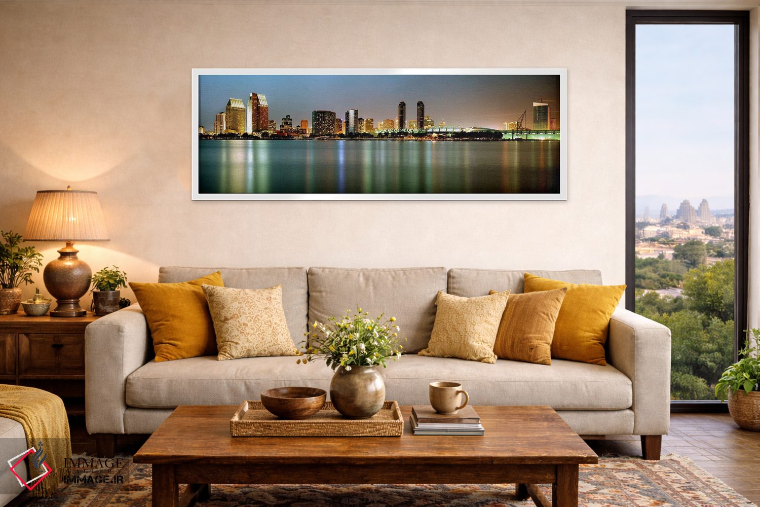 تابلو دکوراتیو San Diego, California, USA,خط افق شهر در شب، سن دیگو، ک… اثر پانورامیک ایمجز - D5W