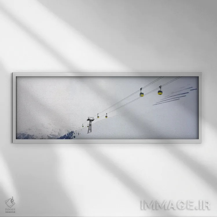تابلو دکوراتیو Arlberg, St. Anton, Austria,تله کابین اسکی در پیست، آرل… اثر پانورامیک ایمجز - نمای قابدار سفید