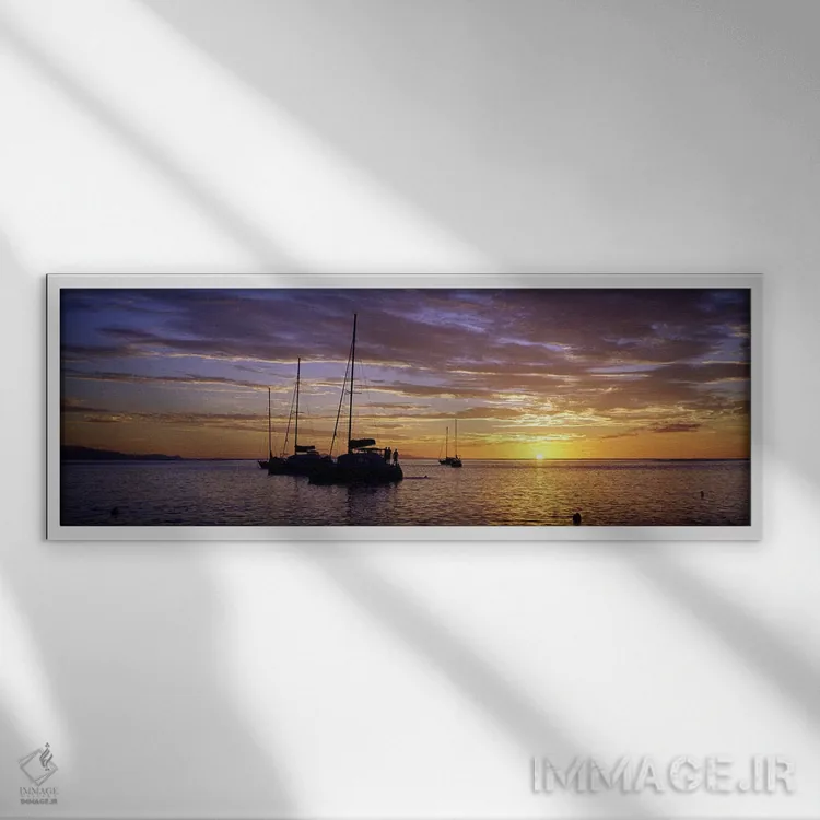 تابلو دکوراتیو Tahiti, Windward Islands, Society Islands, French Polyn… اثر پانورامیک ایمجز - نمای قابدار سفید