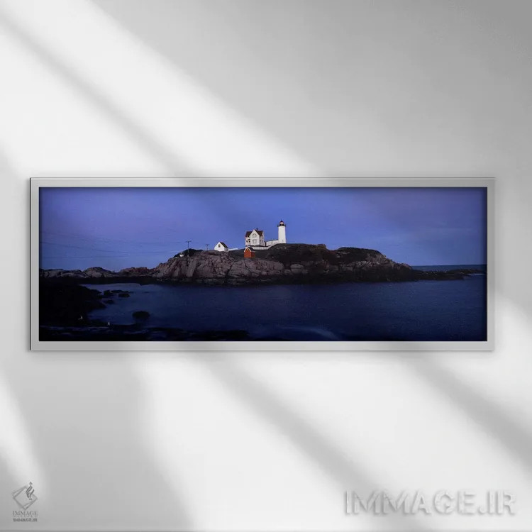 تابلو دکوراتیو Nubble Island, York County, Maine, USA,فانوس دریایی کیپ… اثر پانورامیک ایمجز - نمای قابدار سفید