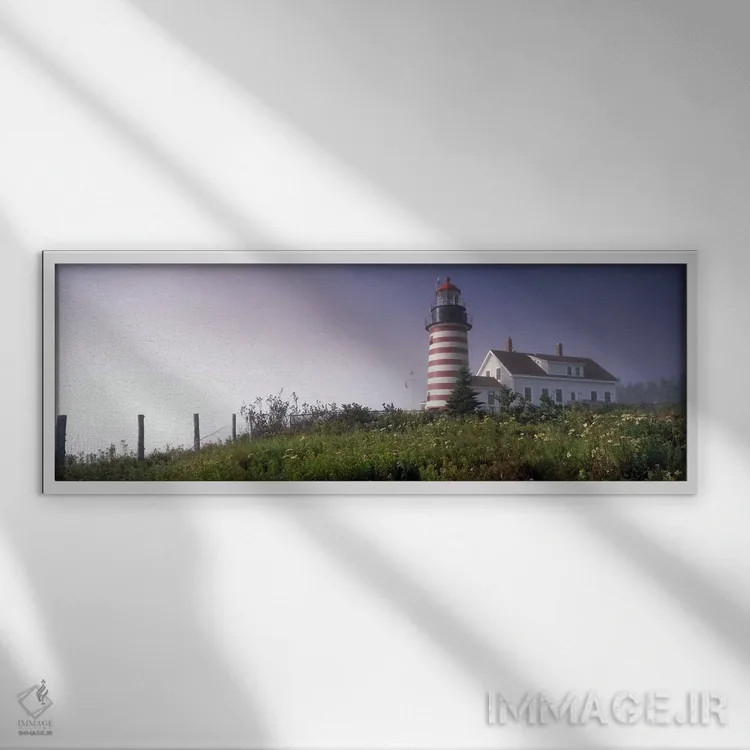 تابلو دکوراتیو West Quoddy Head lighthouse, Lubec, Washington County… اثر پانورامیک ایمجز - نمای قابدار سفید