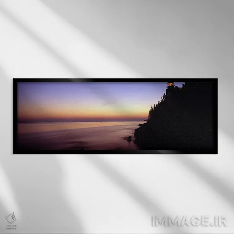 تابلو دکوراتیو Bass Harbor, Hancock County, Maine, USA,غروب رنگارنگ در… اثر پانورامیک ایمجز - نمای قابدار مشکی