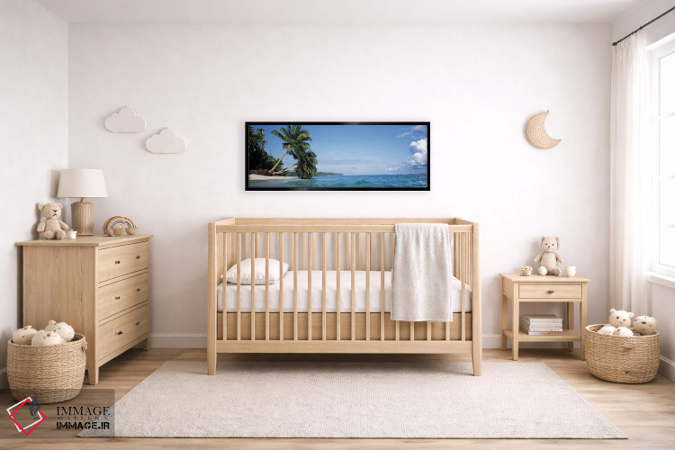 تابلو دکوراتیو نخل های خم شده در چشم انداز گرمسیری اثر پانورامیک ایمجز - D5B