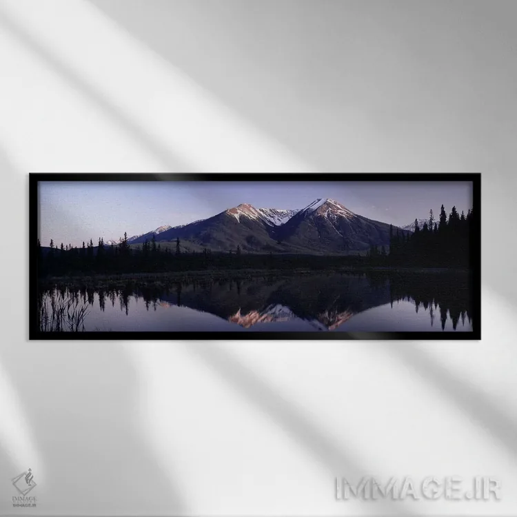 تابلو دکوراتیو Banff, Alberta, Canada,چشم انداز کوهستان و بازتاب آن، ب… اثر پانورامیک ایمجز - نمای قابدار مشکی