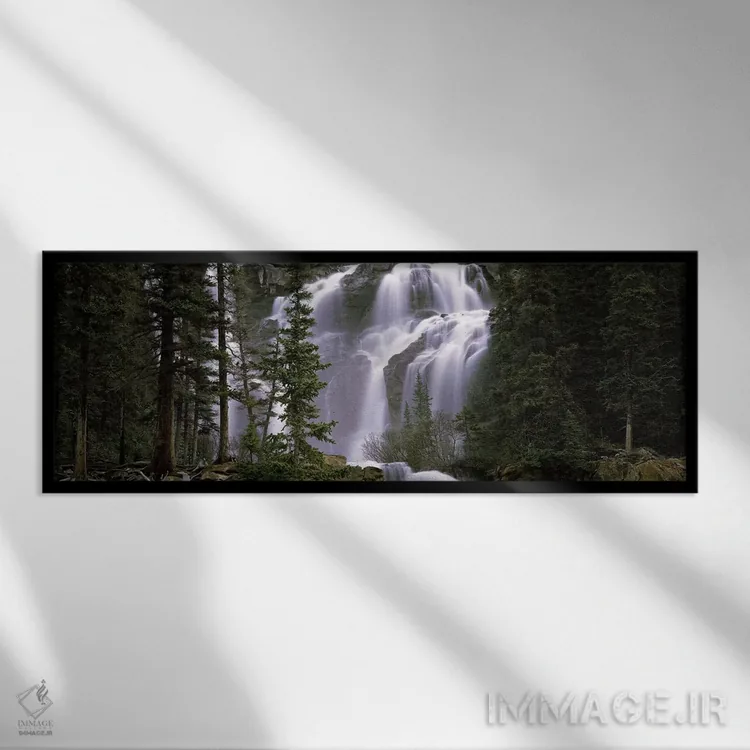 تابلو دکوراتیو Banff, Alberta, Canada,آبشار در جنگل، بنف، آلبرتا، کانا… اثر پانورامیک ایمجز - نمای قابدار مشکی
