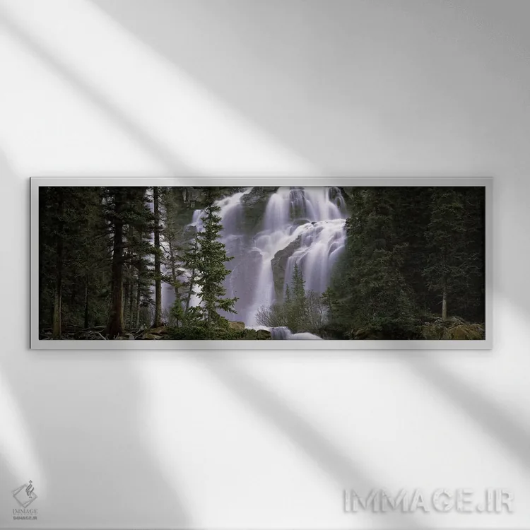 تابلو دکوراتیو Banff, Alberta, Canada,آبشار در جنگل، بنف، آلبرتا، کانا… اثر پانورامیک ایمجز - نمای قابدار سفید