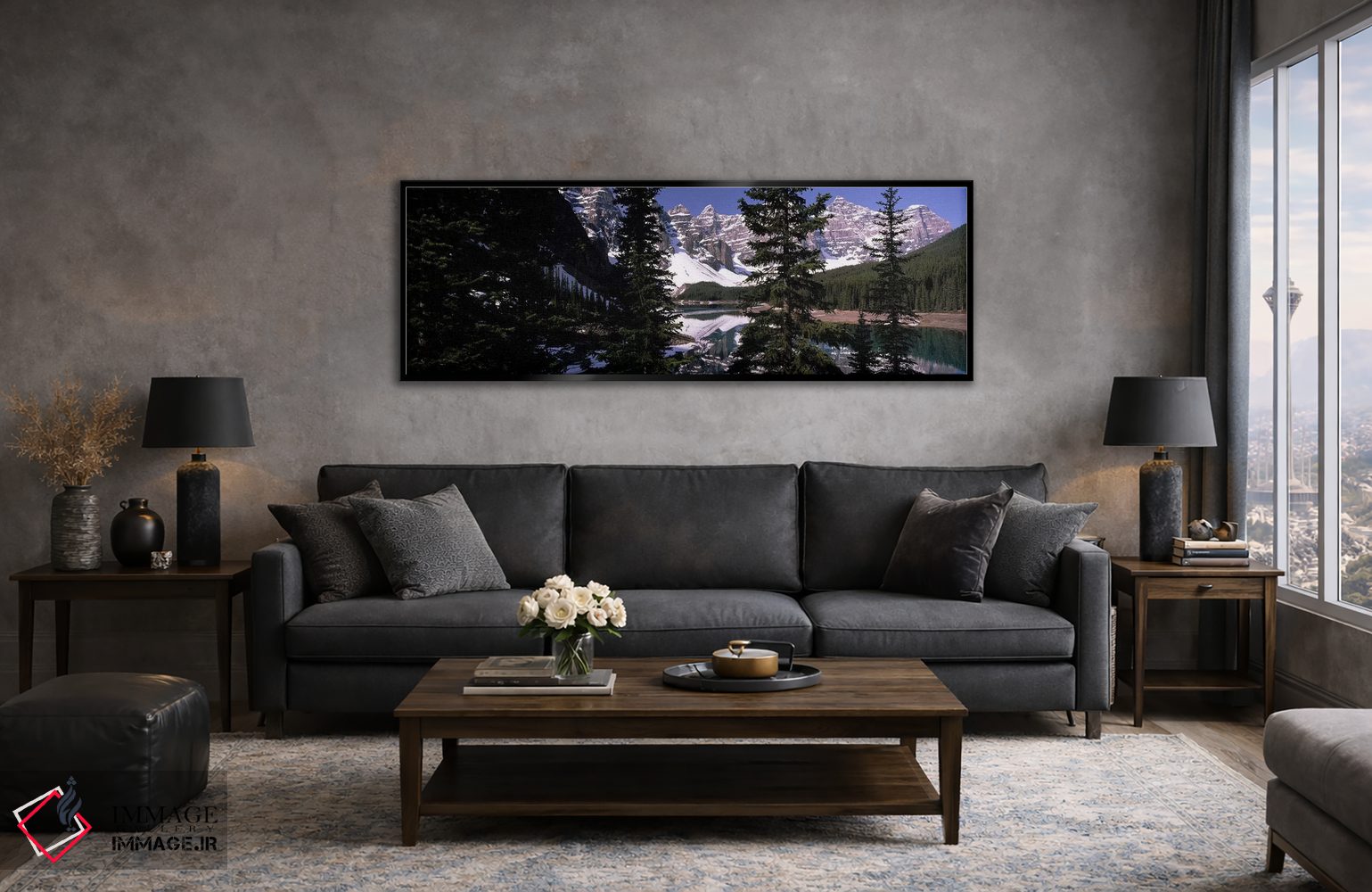 تابلو دکوراتیو Banff, Alberta, Canada,دریاچه در دامنه کوهستان، بنف، آل… اثر پانورامیک ایمجز - D6B