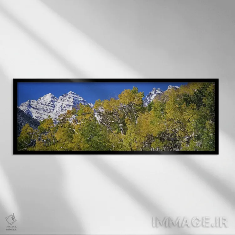 تابلو دکوراتیو Maroon Bells, Aspen, Pitkin County, Colorado, USA,جنگل… اثر پانورامیک ایمجز - نمای قابدار مشکی