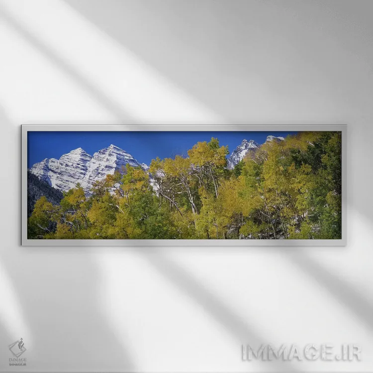 تابلو دکوراتیو Maroon Bells, Aspen, Pitkin County, Colorado, USA,جنگل… اثر پانورامیک ایمجز - نمای قابدار سفید