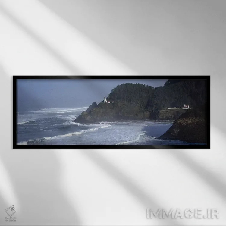 تابلو دکوراتیو Heceta Head, Lane County, Oregon, USA,نمای دور از فانوس… اثر پانورامیک ایمجز - نمای قابدار مشکی