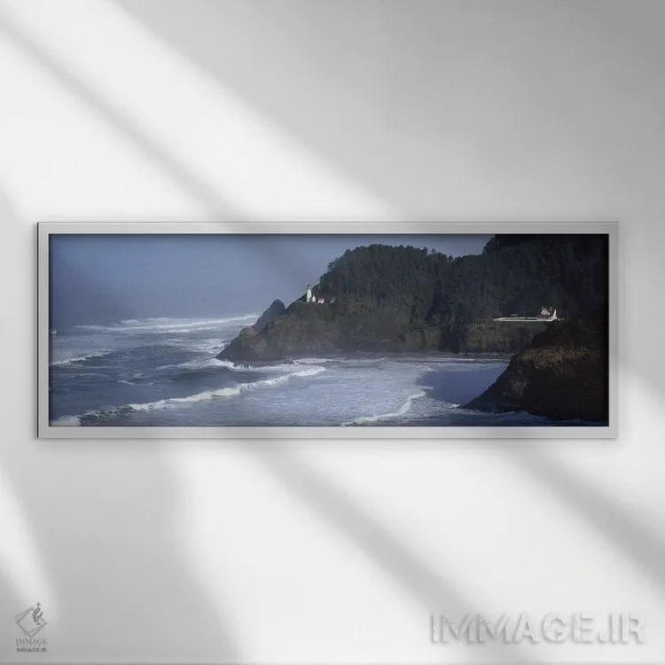 تابلو دکوراتیو Heceta Head, Lane County, Oregon, USA,نمای دور از فانوس… اثر پانورامیک ایمجز - نمای قابدار سفید