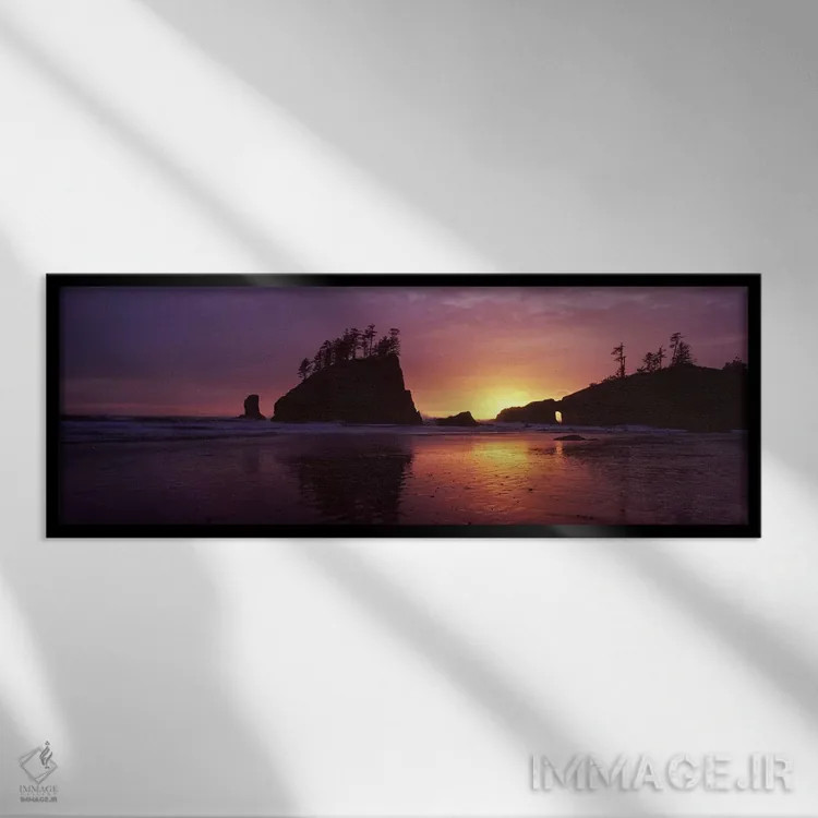تابلو دکوراتیو Second Beach, Washington State, USA #3,سیلوت صخره های د… اثر پانورامیک ایمجز - نمای قابدار مشکی