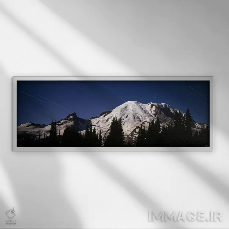 تابلو دکوراتیو Mt Rainier, Washington State, USA,رد ستاره ها بر فراز ک… اثر پانورامیک ایمجز - نمای قابدار سفید