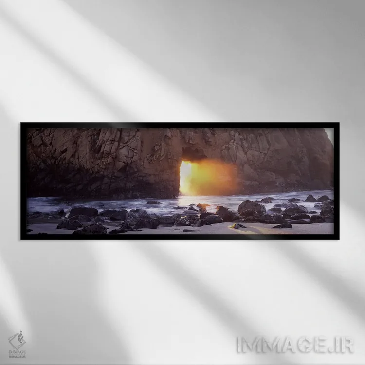تابلو دکوراتیو Pfeiffer Beach, Big Sur, California, USA,غروب خورشید از… اثر پانورامیک ایمجز - نمای قابدار مشکی