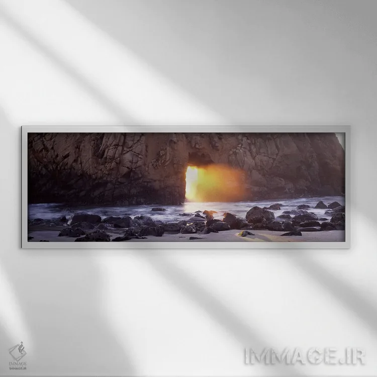 تابلو دکوراتیو Pfeiffer Beach, Big Sur, California, USA,غروب خورشید از… اثر پانورامیک ایمجز - نمای قابدار سفید