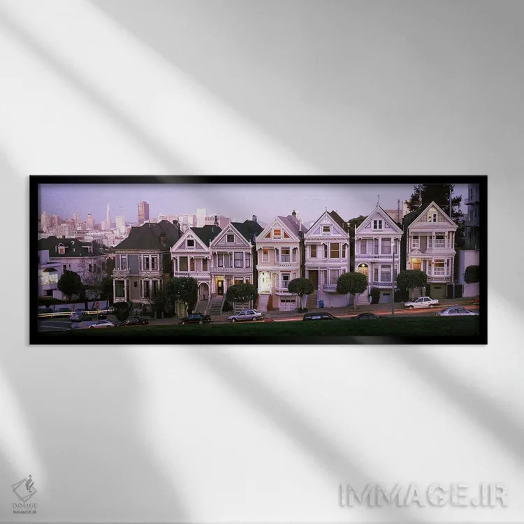 تابلو دکوراتیو Postcard Row, The Seven Sisters, Painted Ladies, Alamo… اثر پانورامیک ایمجز - نمای قابدار مشکی