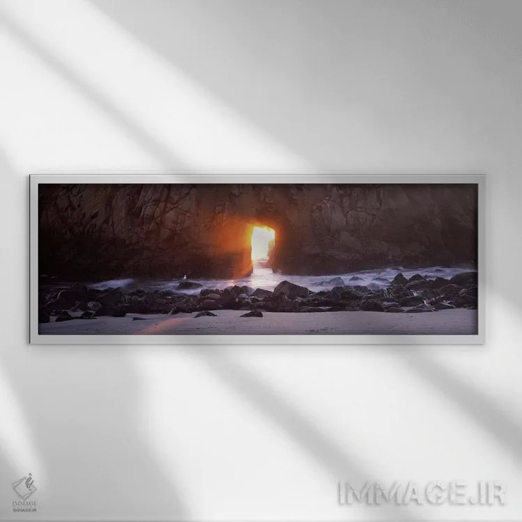 تابلو دکوراتیو Keyhole Rock, Pfeiffer Beach, Big Sur, California, USA… اثر پانورامیک ایمجز - نمای قابدار سفید