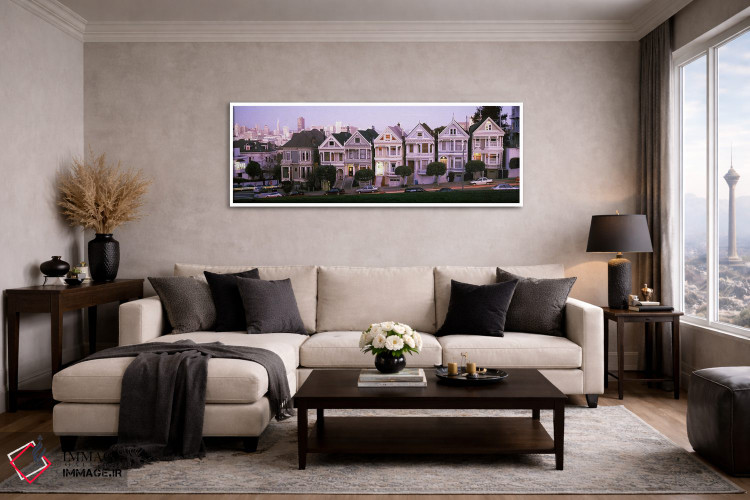 تابلو دکوراتیو Postcard Row, The Seven Sisters, Painted Ladies, Alamo… اثر پانورامیک ایمجز - D4W