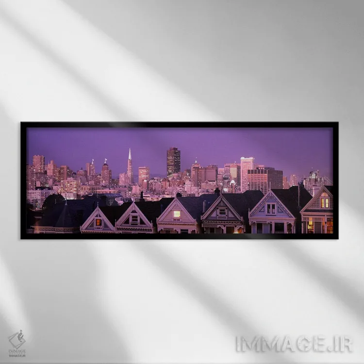 تابلو دکوراتیو San Francisco, California, USA,آسمان خراش های روشن شده… اثر پانورامیک ایمجز - نمای قابدار مشکی