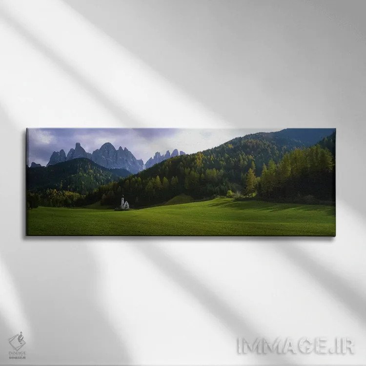 تابلو دکوراتیو Val di Funes, South Tyrol, Italy,نمای سنت جان نپوموک در… اثر پانورامیک ایمجز - نمای روبهرو روی دیوار