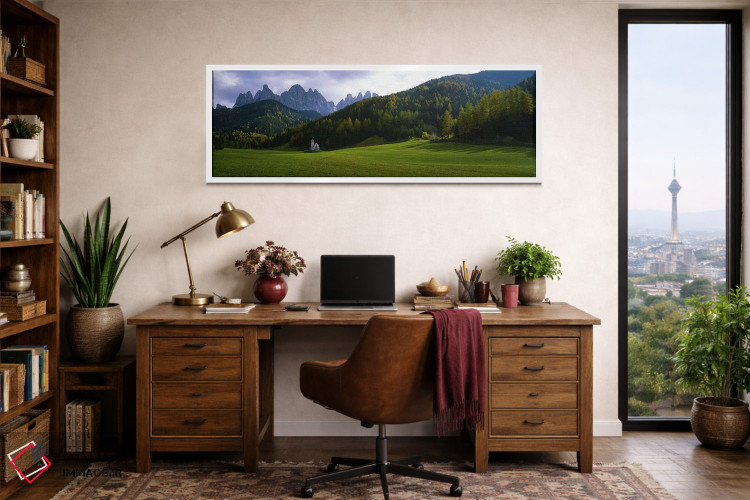 تابلو دکوراتیو Val di Funes, South Tyrol, Italy,نمای سنت جان نپوموک در… اثر پانورامیک ایمجز - D1W
