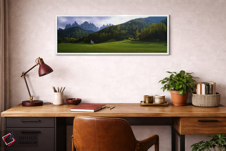 تابلو دکوراتیو Val di Funes, South Tyrol, Italy,نمای سنت جان نپوموک در… اثر پانورامیک ایمجز - D3W