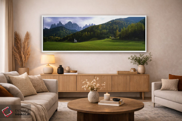 تابلو دکوراتیو Val di Funes, South Tyrol, Italy,نمای سنت جان نپوموک در… اثر پانورامیک ایمجز - D4W