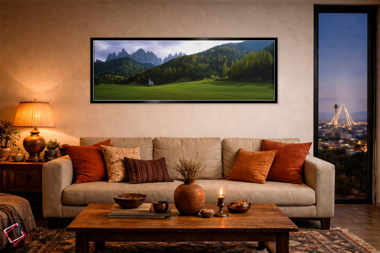 تابلو دکوراتیو Val di Funes, South Tyrol, Italy,نمای سنت جان نپوموک در… اثر پانورامیک ایمجز - D5B