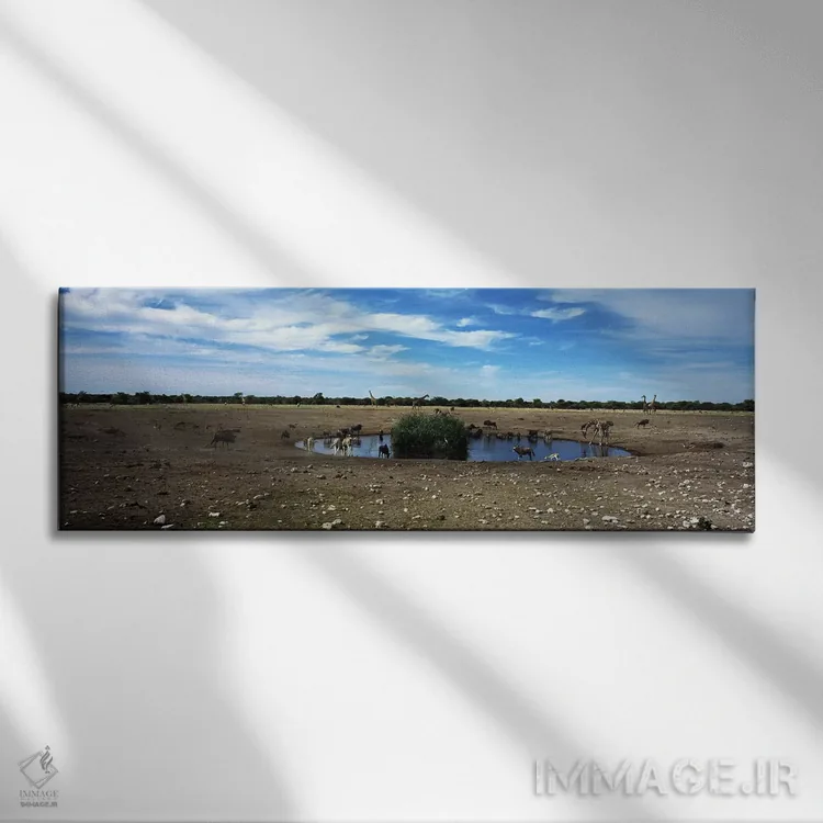 تابلو دکوراتیو Kunene Region, Namibia,حیوانات وحشی در برکه آب، پارک مل… اثر پانورامیک ایمجز - نمای روبهرو روی دیوار