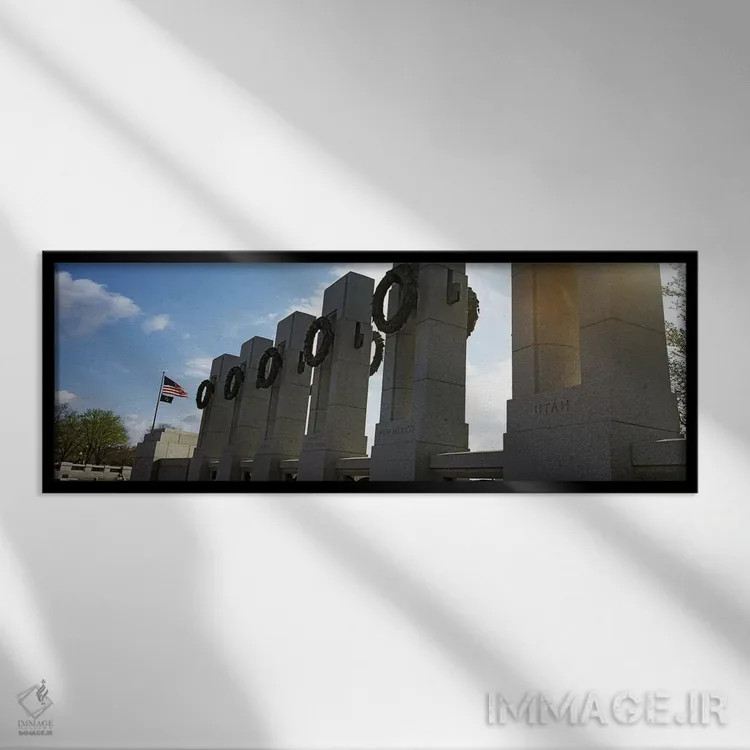 تابلو دکوراتیو National World War II Memorial, Washington DC, USA,ستون… اثر پانورامیک ایمجز - نمای قابدار مشکی